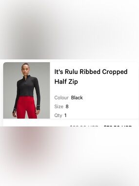 lululemon athletica Black Rulu Ribbed Half Zip